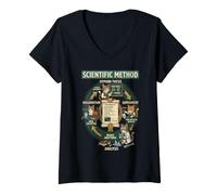 Women's Funny Cat Scientific Method Physics Teacher Science V-Neck T-Shirt