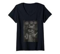 Womens Funny Cat Selfie With Alien UFO Boston 4th Of July V-Neck T-Shirt