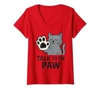 Womens Funny Cat Talk to The Paw Saying for Pet Owners V-Neck T-Shirt
