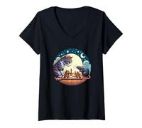 Womens Funny Cat vs Rat Chess V-Neck T-Shirt