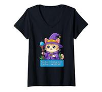 Women's Funny Cat Wizard Pixel Art Adulting Side Quest Nap Meme V-Neck T-Shirt