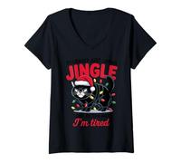 Womens Funny Cat Xmas Probably Just Gonna Jingle Some of The Way V-Neck T-Shirt