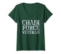 Women's Funny Chair Force Veteran Airman Warrior Jarhead Father Joke V-Neck T-Shirt