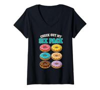 Womens Funny Check Out My Six Pack Novelty Donuts Men's Pack V-Neck T-Shirt