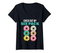 Womens Funny Check Out My Six Pack Novelty Donuts Women's and Men's V-Neck T-Shirt