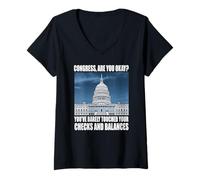 Women's Funny Checks and Balances Meme Congress Political Joke Gag V-Neck T-Shirt