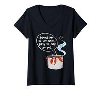 Women's Funny Cheeky Lobster in a Pot “Remind Me … to Skip the Pot” V-Neck T-Shirt