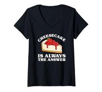 Women's Funny Cheesecake is Always The Answer I Love Cheesecake V-Neck T-Shirt