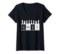 Womens Funny Chess Periodic Table Vintage Player Science Humor Dad V-Neck T-Shirt