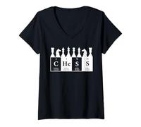 Womens Funny Chess Periodic Table Vintage Player Science Humor Dad V-Neck T-Shirt