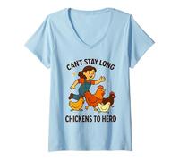 Womens Funny Chicken Herding Jokes Farm Smallholding V-Neck T-Shirt