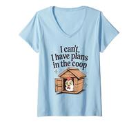 Womens Funny Chicken Lover I Can't I Have Plans in The Coop Womens V-Neck T-Shirt