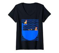 Womens Funny Chicken Swim High Platform Diver - Springboard Diving V-Neck T-Shirt