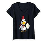 Womens Funny Chicken with an Egg V-Neck T-Shirt