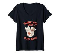 Women's Funny Chinese Takeout Thank You Enjoy V-Neck T-Shirt