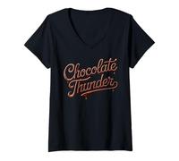 Womens Funny Chocolate Thunder Meme Dessert Power Sweet Tooth V-Neck T-Shirt