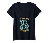Women's Funny Choose Bear Saying I'm Going with The Bear V-Neck T-Shirt