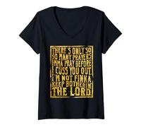 Womens Funny Christian Faith So Many Prayers Imma Pray Before Cuss V-Neck T-Shirt