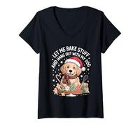 Womens Funny Christmas Baking Quote for Dog Loving Bakers V-Neck T-Shirt