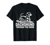 Womens Funny Christmas Pun Tee Dachshund Through The Snow T-Shirt