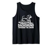Womens Funny Christmas Pun Tee Dachshund Through The Snow Tank Top