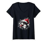 Womens Funny Christmas Skunk | Xmas Party Holidays V-Neck T-Shirt
