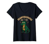 Womens Funny Chronic Illness Warrior Brain Fog Spoonie V-Neck T-Shirt