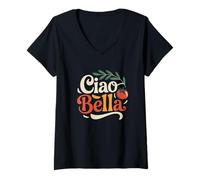 Womens Funny Ciao Bella Saying Italy Garden for Italian Foods Lover V-Neck T-Shirt