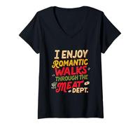 Women's Funny Classic Enjoying Romantic Walk Through The Meat Dept V-Neck T-Shirt