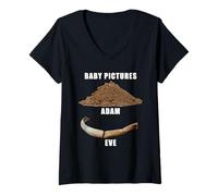 Womens Funny Clean Bible Character Humor - Adam & Even Baby Photos V-Neck T-Shirt