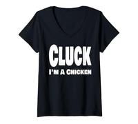 Women's Funny Cluck I'm A Chicken Halloween Last Minute Costume V-Neck T-Shirt