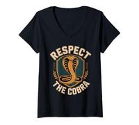 Women's Funny Cobra Respect The Cobra Lovers V-Neck T-Shirt