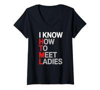 Women's Funny Coding I Know HTML How to Meet Ladies Joke V-Neck T-Shirt