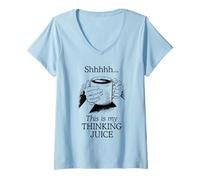 Womens Funny Coffee Drinker Thinking Juice Caffeine Lover V-Neck T-Shirt