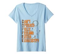 Womens Funny Coffee Initialism s Exhausted Coffee Drinker Cartoon V-Neck T-Shirt