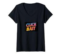 Women's Funny Colorful Click Bait Speech Costume V-Neck T-Shirt