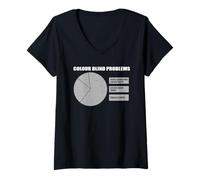 Women's Funny Colour Blind Problems Pie Chart Colourblind Awareness V-Neck T-Shirt