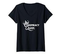 Womens Funny Conspiracy Queen UFO Tin Foil Hat V-Neck T-Shirt