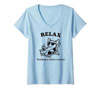 Women's Funny Corgi Relax Nothing is Under Control V-Neck T-Shirt