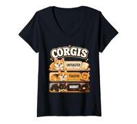 Women's Funny Corgi Toast Lover Bakery Breakfast Pun V-Neck T-Shirt