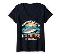 Womens Funny Countdown Is Over It's Cruise Time Cruise Ship V-Neck T-Shirt