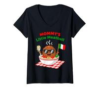 Womens Funny Couple Mommy's Little Meatball Italian Women V-Neck T-Shirt