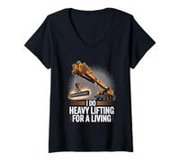 Womens Funny Crane Operator I Do Heavy Lifting For A Living V-Neck T-Shirt