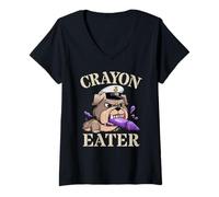 Womens Funny Crayon Eater Corps Military Armed Forces Grunt Meme V-Neck T-Shirt