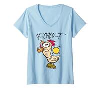 Womens Funny Crazy Chicken F-Caw-F Sound Adult Men Women V-Neck T-Shirt