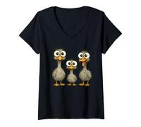 Womens Funny Crazy Goose Family Mama Goose Papa Goose with Baby V-Neck T-Shirt