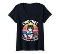Womens Funny Crochet Mom Makes Me Feel Less Murdery Vintage V-Neck T-Shirt