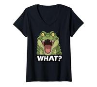 Womens Funny Crocodile What Zoo Boys Girls Kids V-Neck T-Shirt