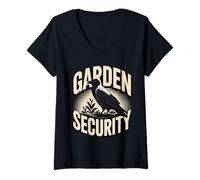 Women's Funny Crow Garden Security Backyard Guardian V-Neck T-Shirt