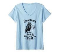 Women's Funny Crow Sarcastic Bird Gothic Introvert Saying V-Neck T-Shirt